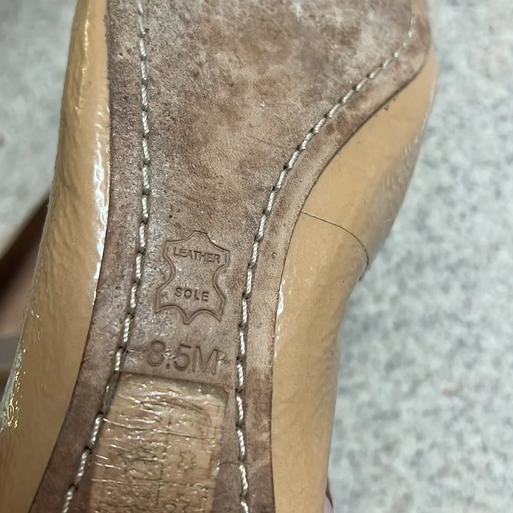 Tory Burch Nude Patent Leather Logo Ballet Flats